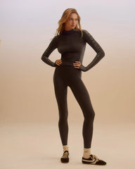 Seamless Jacquard Leggings - Coffee Bean