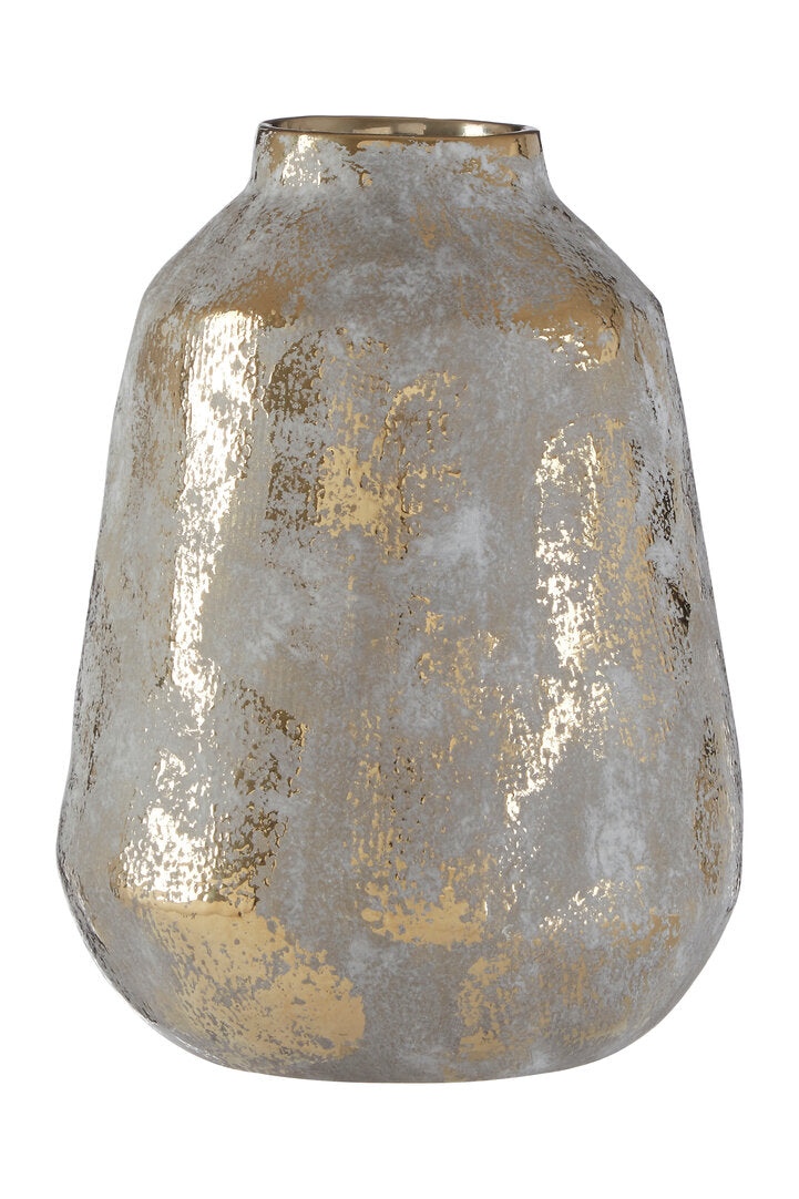 Orvena Medium Grey and Gold Ceramic Vase