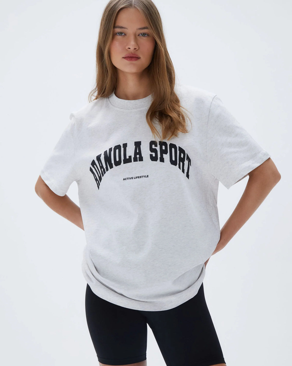 AS Short Sleeve Oversized T-shirt - Light Grey Melange/Black