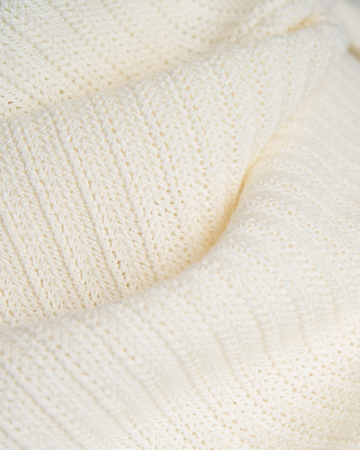 Gallia Chainlink Knit Ribbed Polo Cream 1716