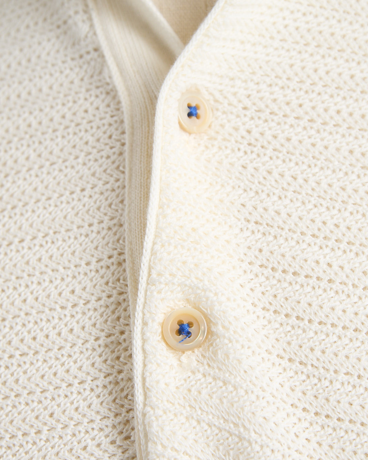 Gallia Chainlink Knit Ribbed Polo Cream 1717