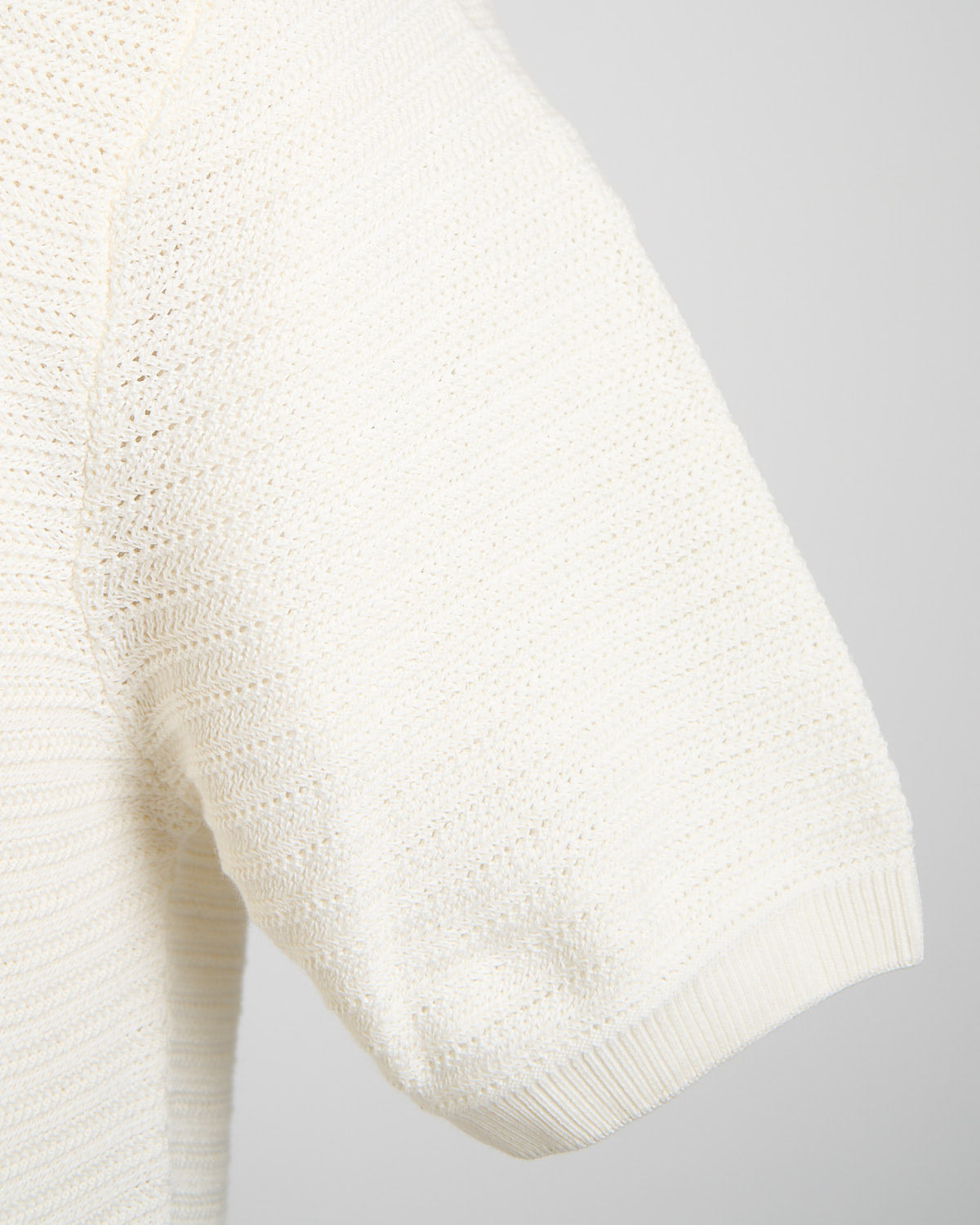 Gallia Chainlink Knit Ribbed Polo Cream 1718