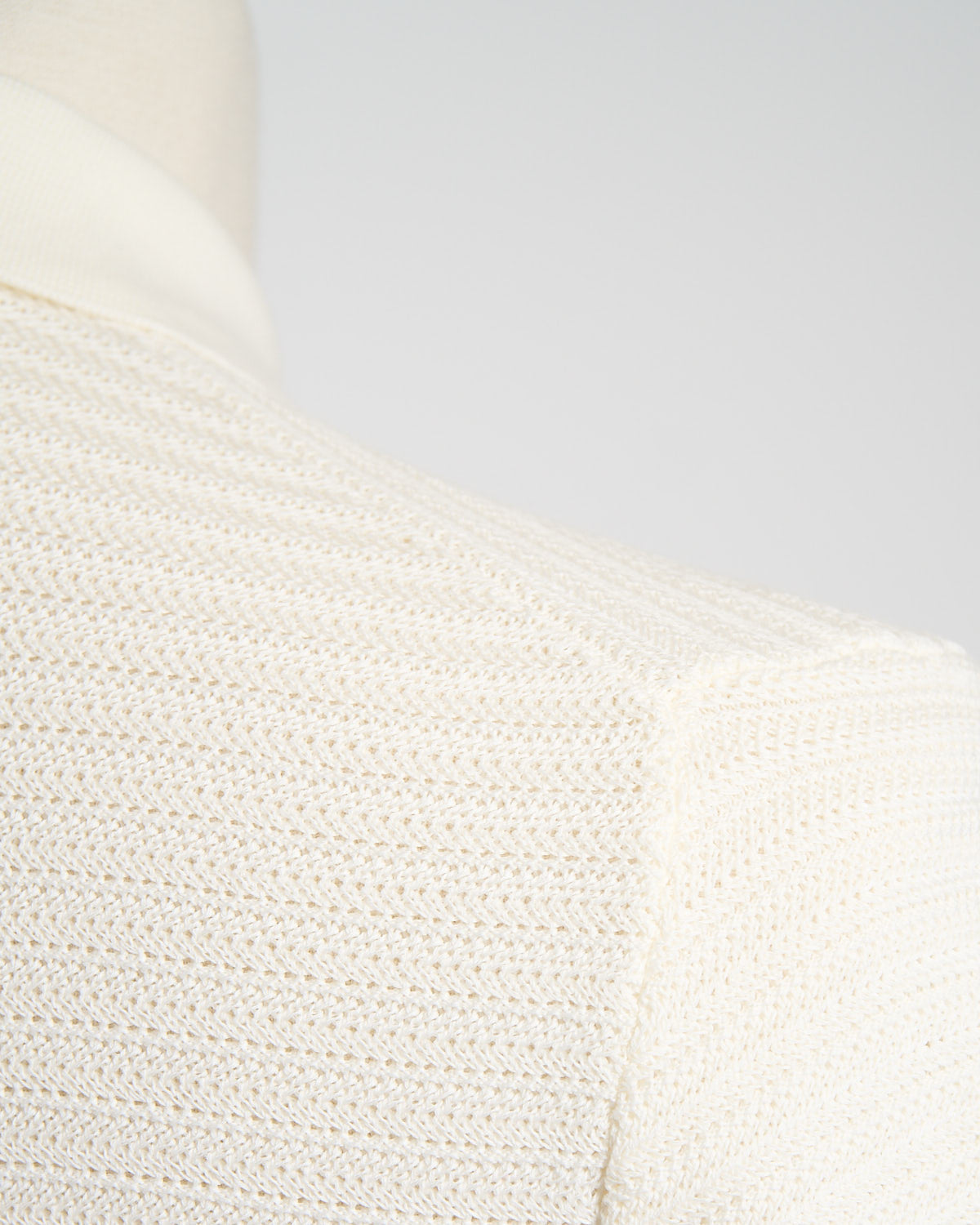 Gallia Chainlink Knit Ribbed Polo Cream 1720