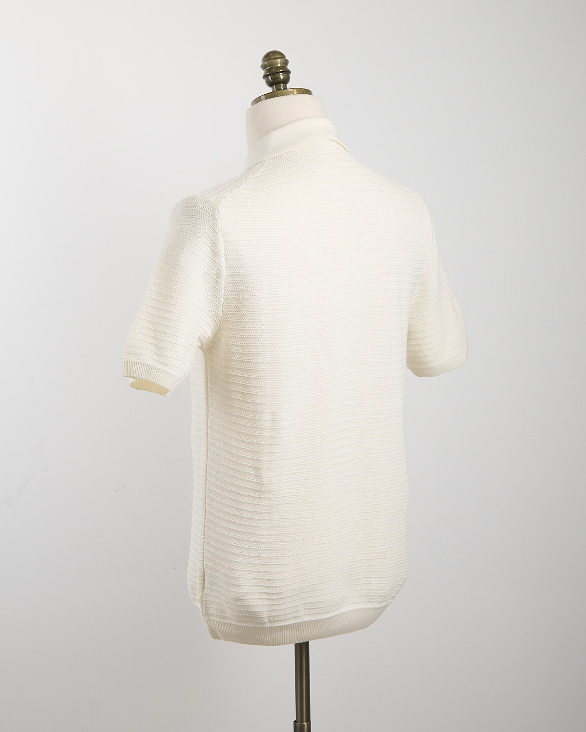Gallia Chainlink Knit Ribbed Polo Cream 1721