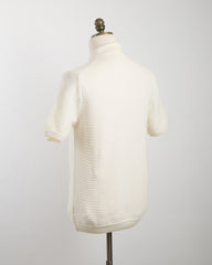 Gallia Chainlink Knit Ribbed Polo Cream 1721