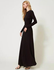 Vestido Largo TWINSET con Nudo Negro Mujer