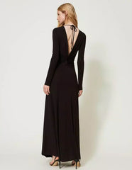 Vestido Largo TWINSET con Nudo Negro Mujer