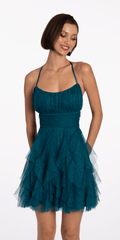 teal/size/4/missy/Camille La Vie/Scoop Neck Glitter Fit and Flare Dress with Tendrils/front