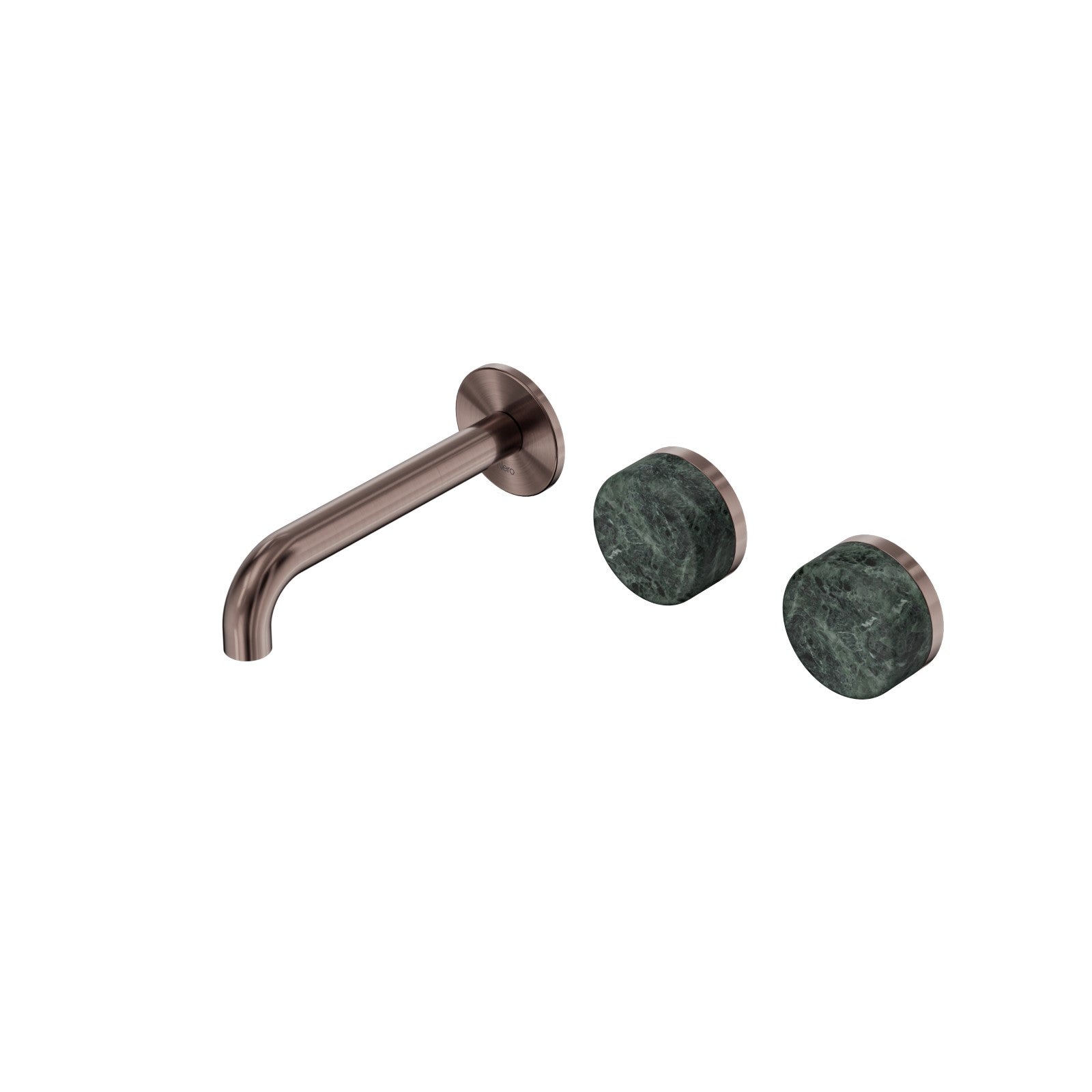 Nero Serenity Wall Basin Set 160/185/220mm Offset - Verde Alpi Handle Brushed Bronze / 160mm