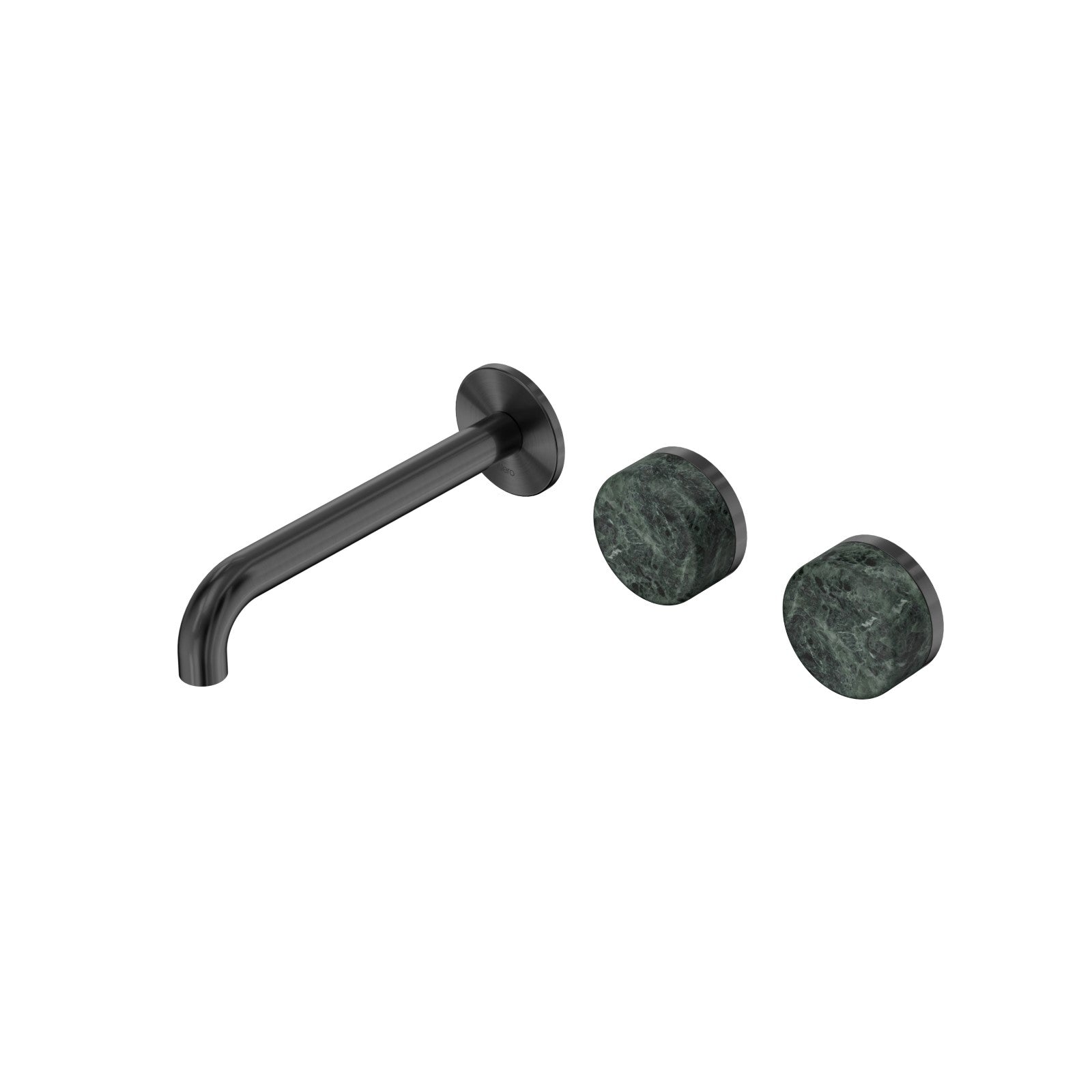 Nero Serenity Wall Basin Set 160/185/220mm Offset - Verde Alpi Handle Gunmetal / 185mm