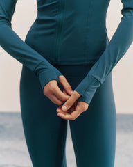 Ultimate Long Sleeve Zip Up Top - Teal Blue