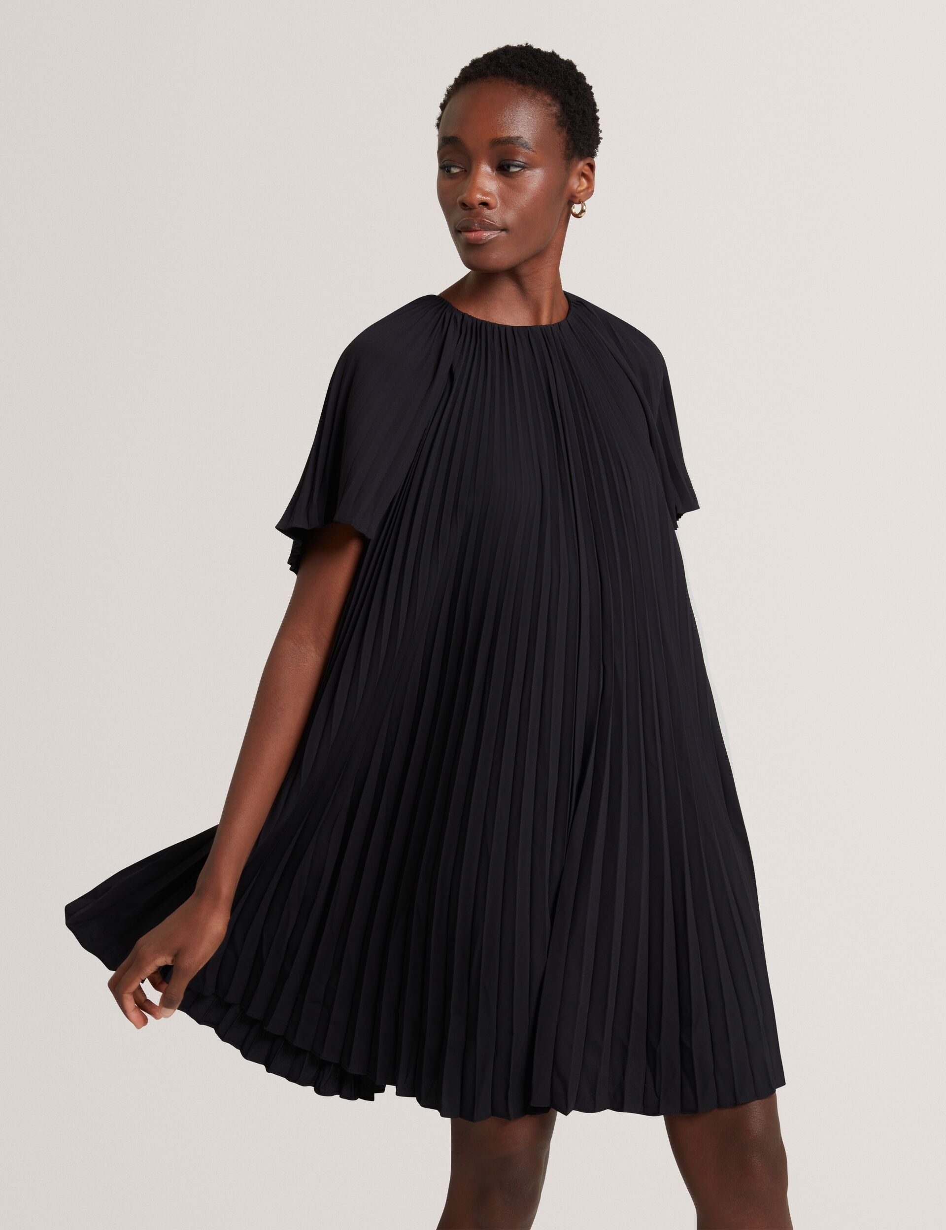 Ted Baker Pleated Short Sleeve A-Line Mini Dress