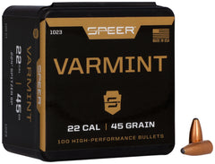 Speer 1023 Varmint  22Cal 45gr Jacketed Soft Point 100 Per Box/5 Case