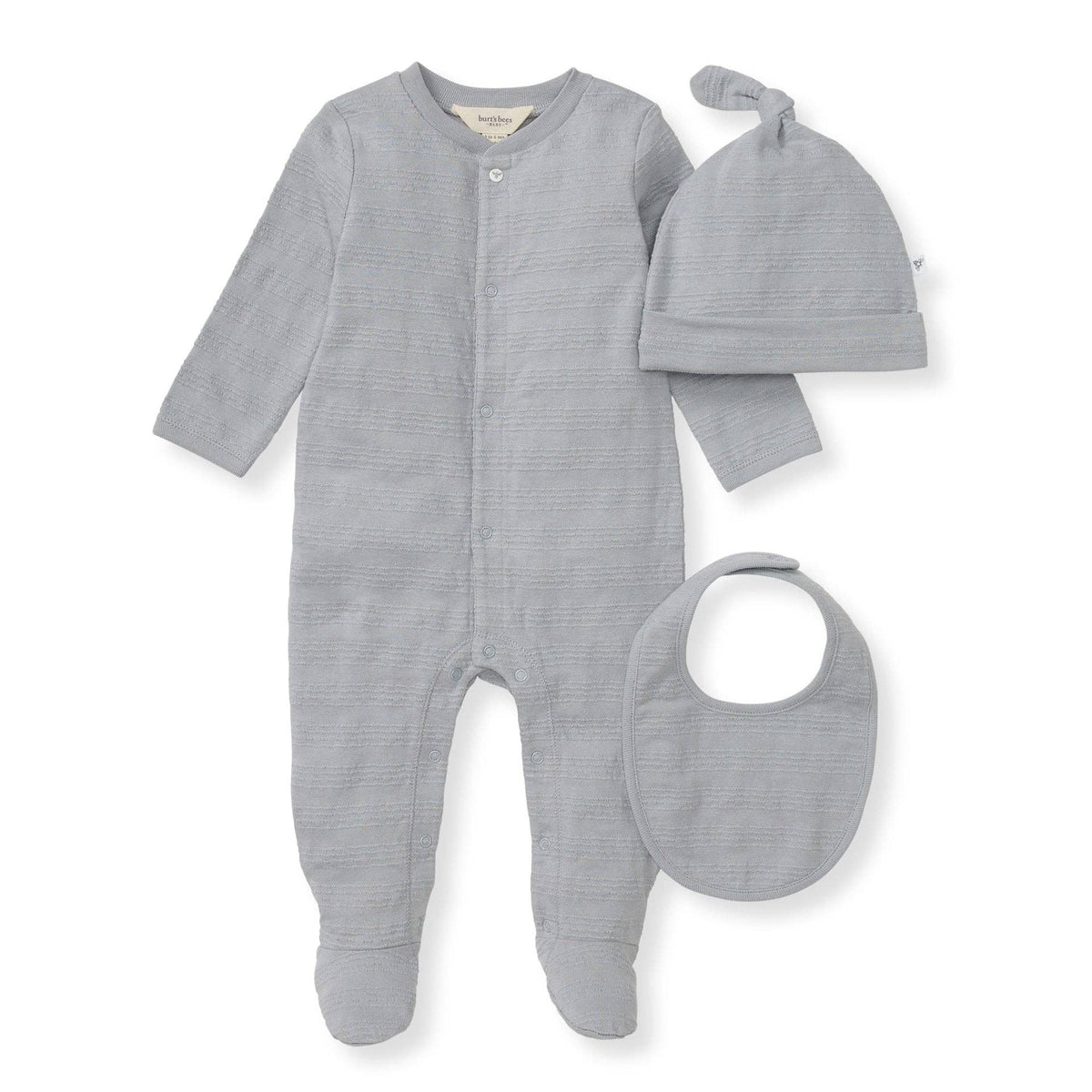 Burt's Bees Baby Organic Cotton Jumpsuit, Bib & Hat 3 Piece Set