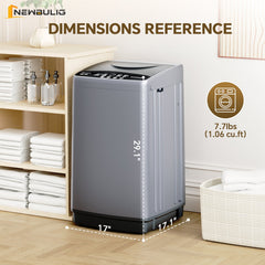 CONCETTA Washing Machine, 10 Cycle Program with Air Dry, 1.06 cu.ft Compact Washer, Stainless Steel Tub, 16.93 x 17.05 x 29.13 in for Apartments Dorms RVs