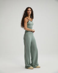 Knit Stripe Straight Leg Trousers - Cloud Blue