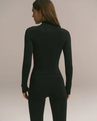 Seamless Zip Up Top - Black