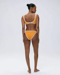 Contrast Scoop Bikini Top - Mango Orange/Marshmallow White