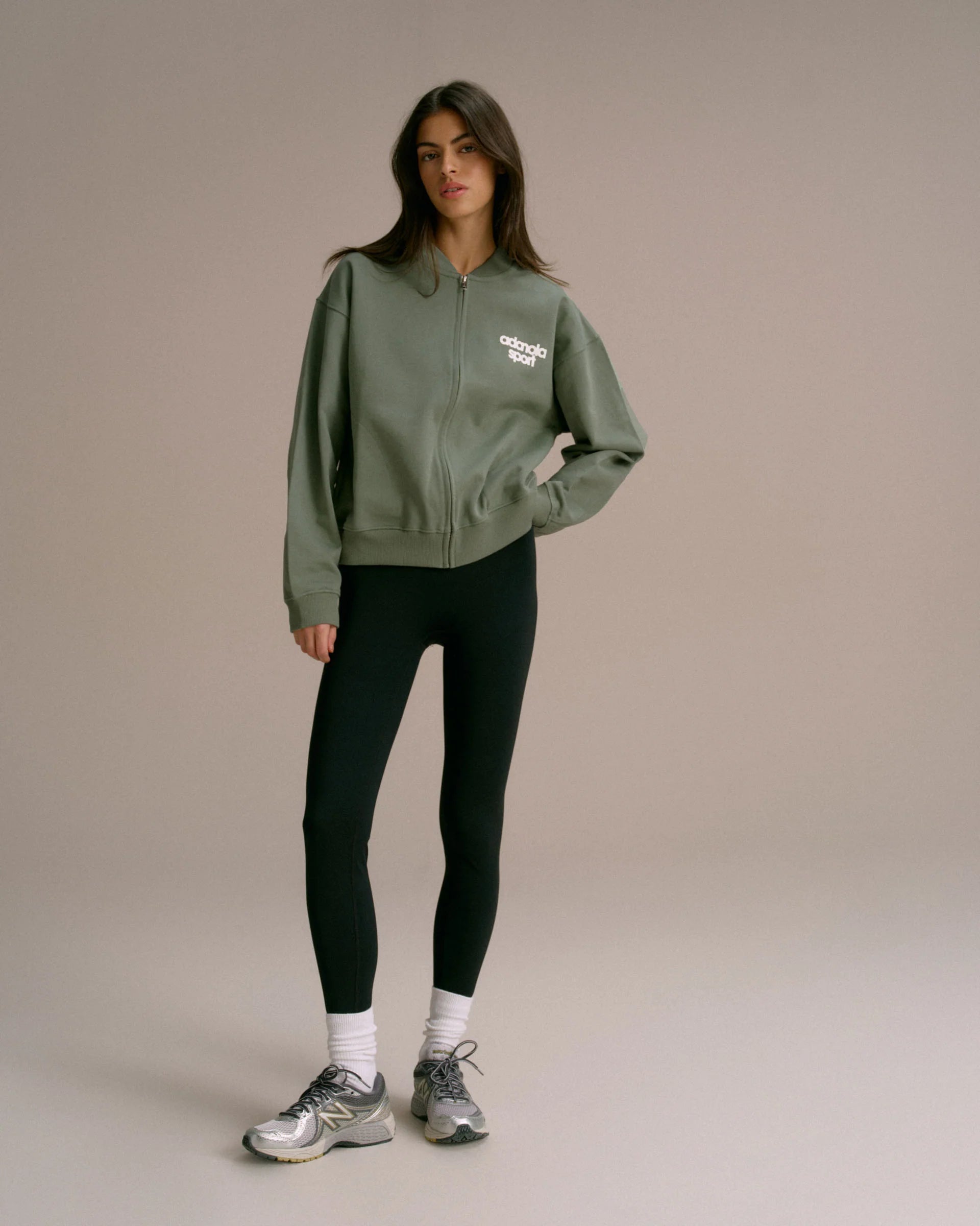 AS Bold Oversized Full Zip Sweatshirt - Eden Green/Marshmallow White