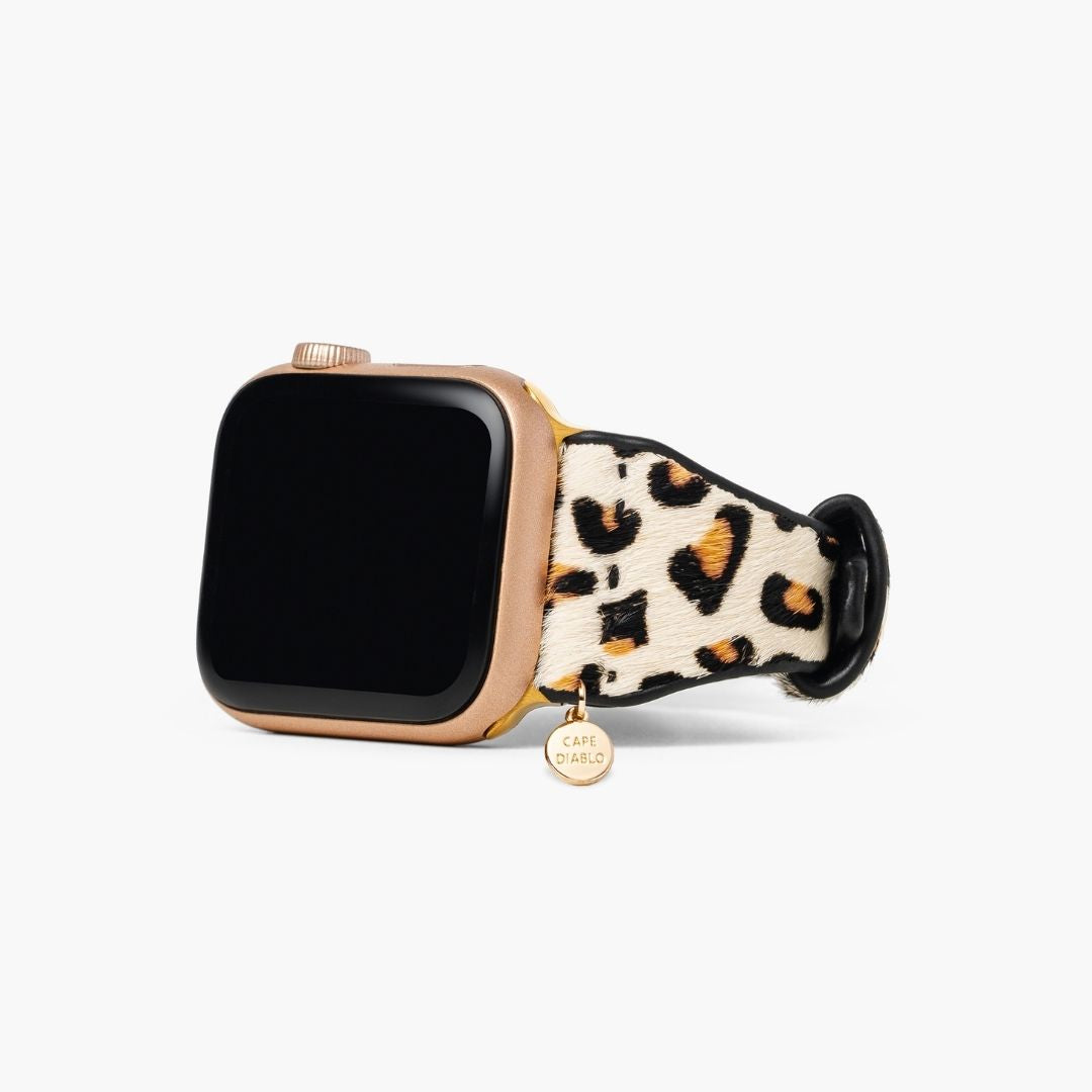 Bracelet de montre en cuir Apple ivoire félin