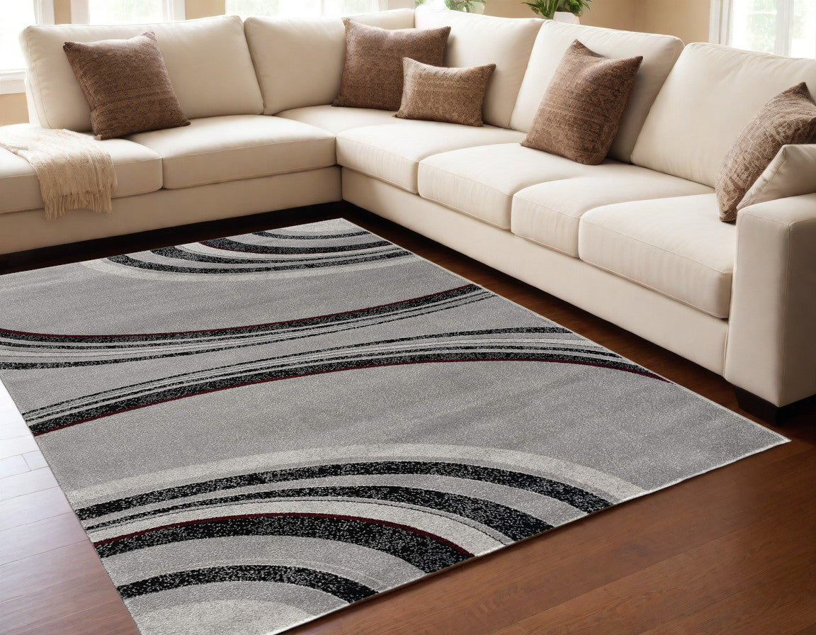 5' X 7' Gray Abstract Dhurrie Area Rug