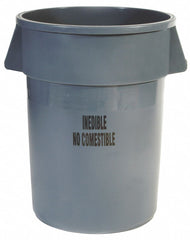 Rubbermaid 44 gal Round Trash Can, Plastic, Gray - FG264356GRAY