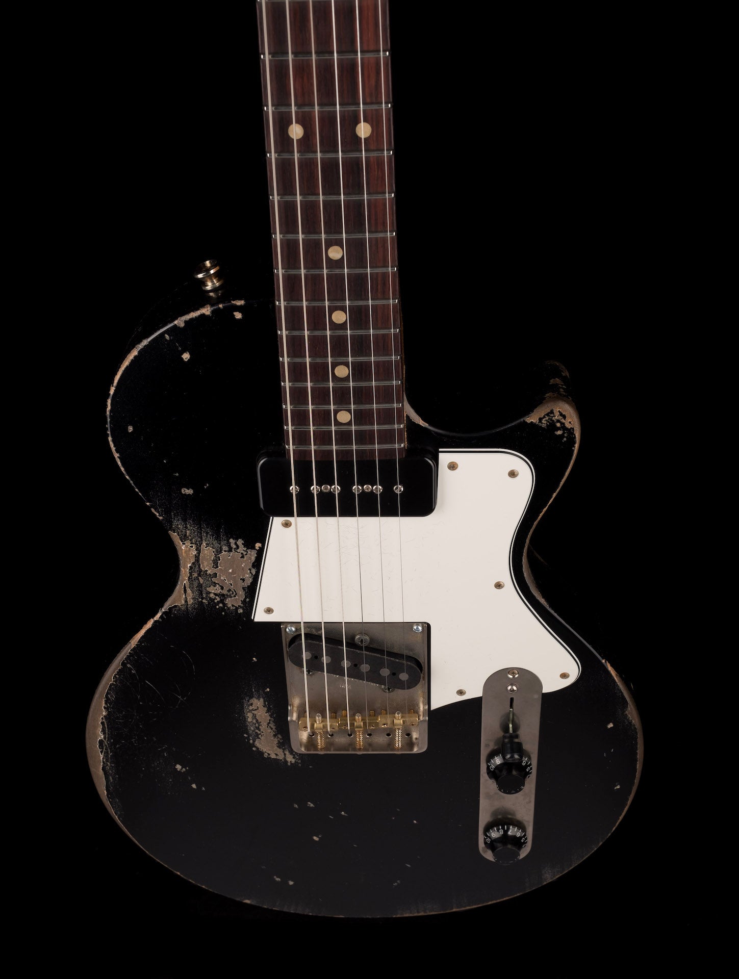 Fano Oltre Series SP6 P90 Medium/Heavy Distress Bull Black with Gig Bag