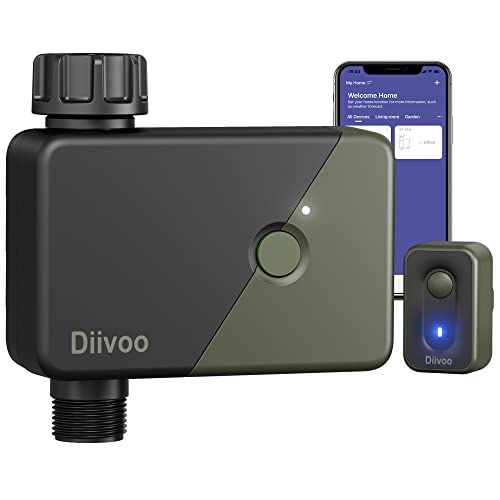 Programador de Riego WiFi Diivoo con 6 Programas, Retraso por Lluvia, Compatible con Alexa y Google Assistant