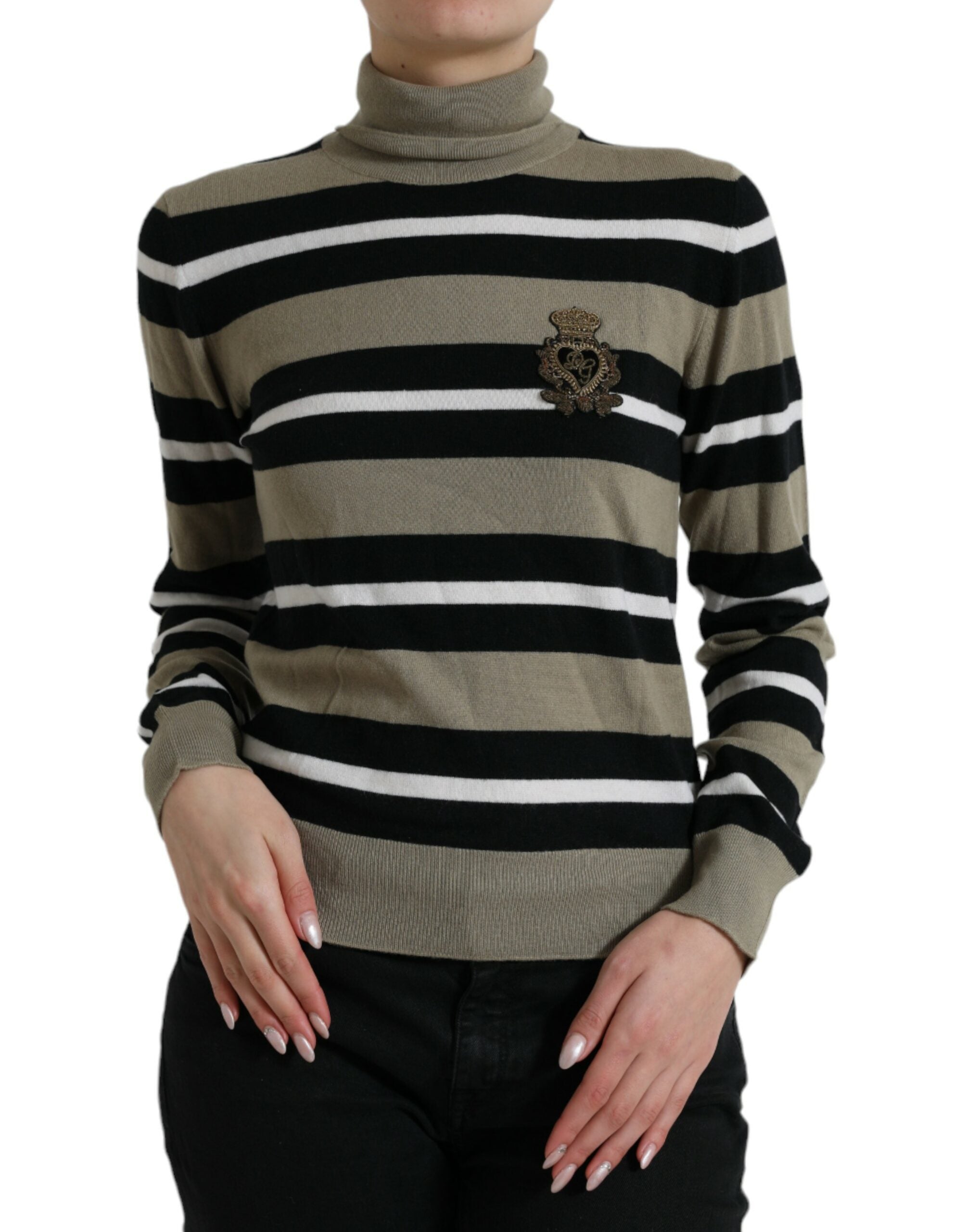 Dolce & Gabbana Multicolor Stripe Wool Logo Pullover Sweater - Luxe Marca