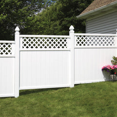 Freedom Wellington 6-ft H x 6-ft W White Vinyl Lattice-top Fence Panel (Assembled)