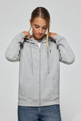 Sudadera gris vigoré de bolsillos con cremallera y capucha con bordado Rigby Go