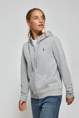 Sudadera gris vigoré de bolsillos con cremallera y capucha con bordado Rigby Go