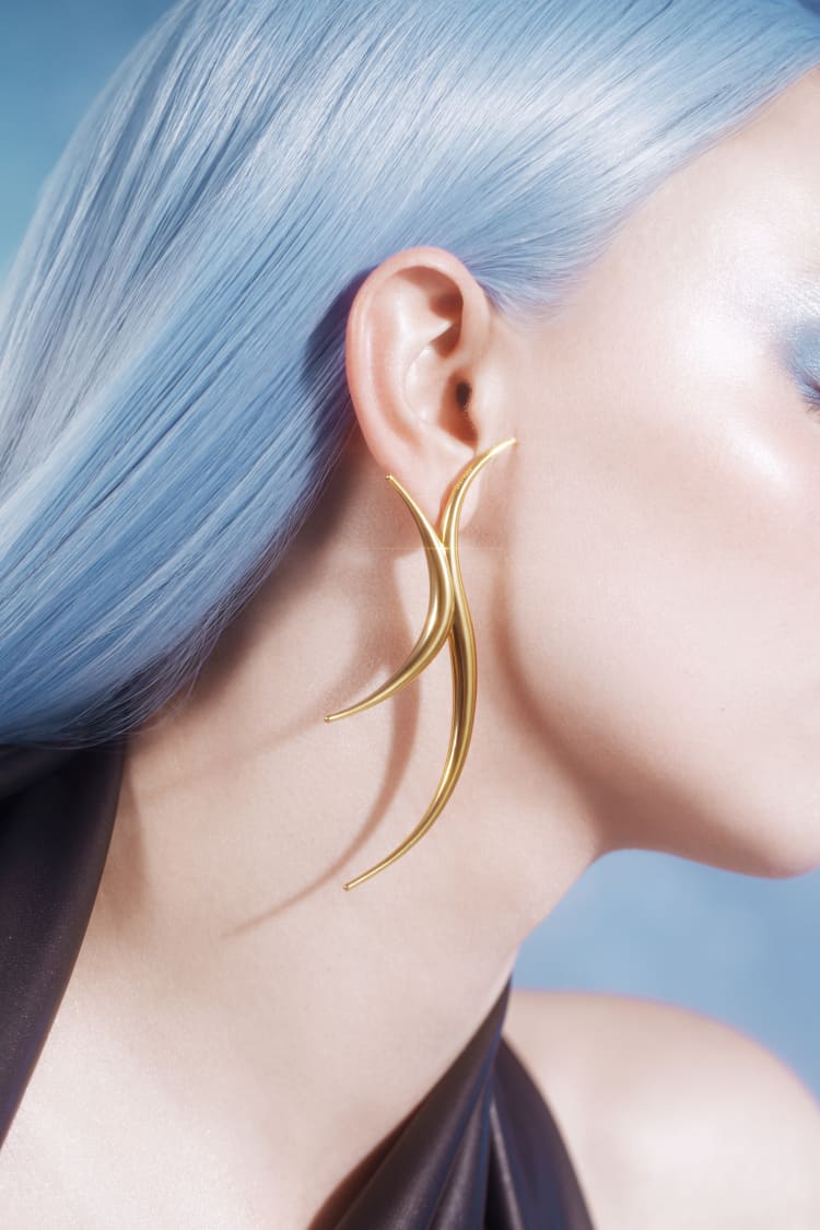 Gold Spiked Long Earring