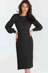 Pleated Sweater Dress