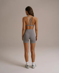 Brushed Crop Shorts - Dark Grey Melange