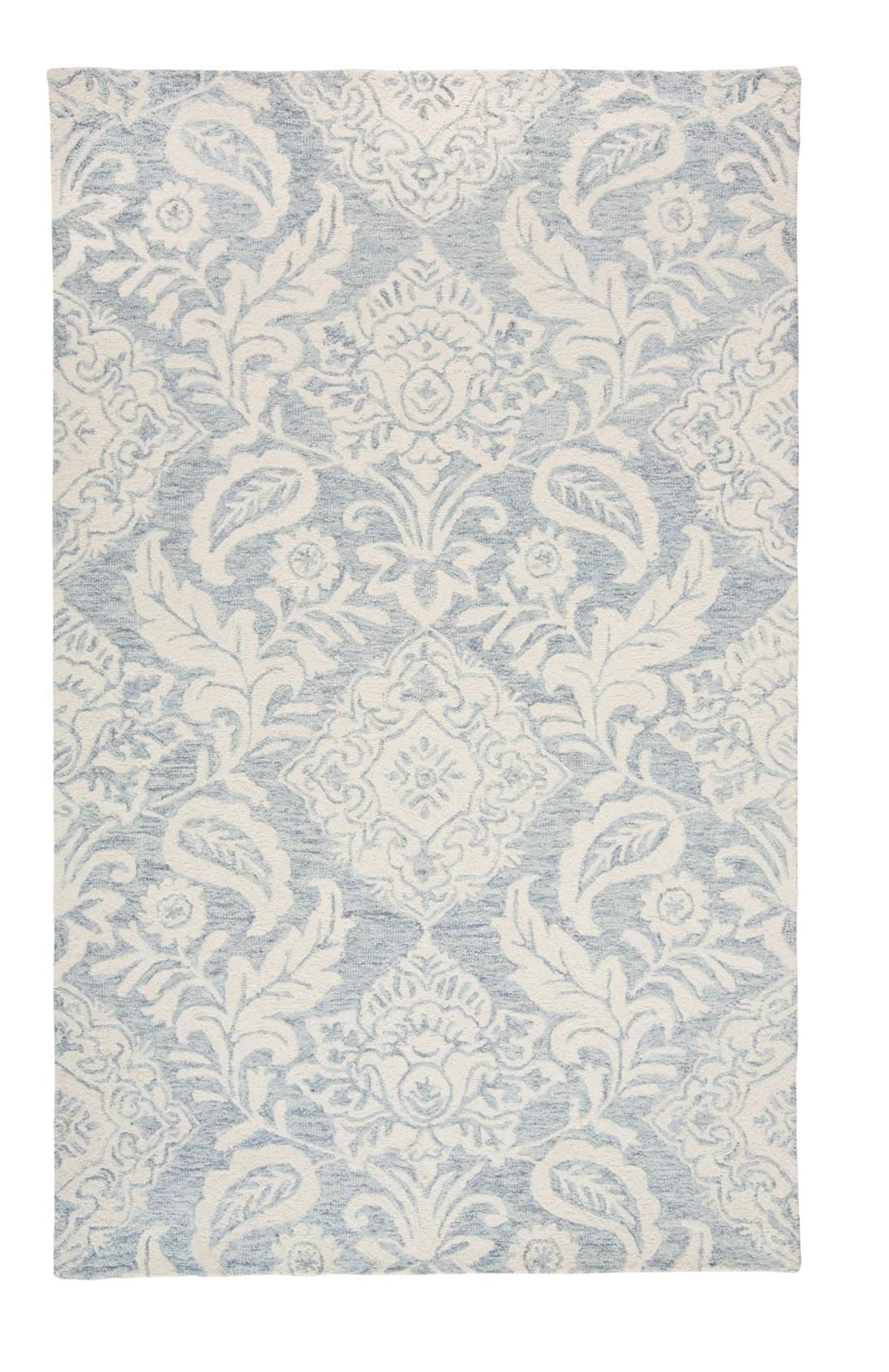 2' X 3' Blue And Ivory Wool Paisley Tufted Handmade Stain Resistant Area Rug
