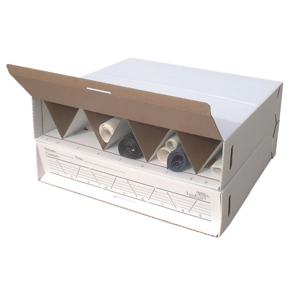 Advanced Organizing Systems - The TrussFile25 Roll Storage Box (2 Pack) - End Access and Exceptional Stacking Strength For All Types of Documents up to 24" Long