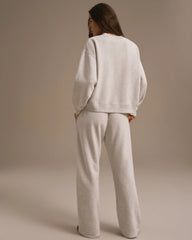 Varsity Loose Fit Sweatshirt - Light Grey Melange/Dark Cherry