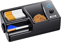 Automatic Cigarette Rolling Machine Electric LED Intelligent Sensing Tobacco Injector Roller Machine with with Storage Tray Portable for King/Regular Size Tubes 0.31'' 8mm (Black）