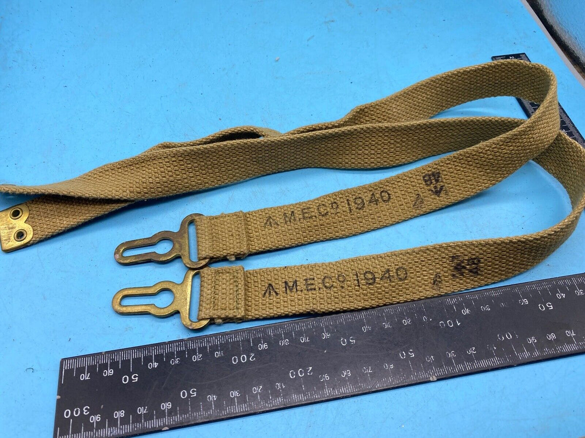 Original British Army WW2 - 1940 Dated Cavalry Pattern Equipment Straps - Pair - The Militaria Shop