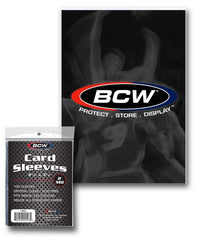 BCW Standard Penny Sleeves in a clear packaging, designed for protecting collectible cards.