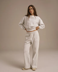 Varsity Loose Fit Sweatshirt - Light Grey Melange/Marshmallow White