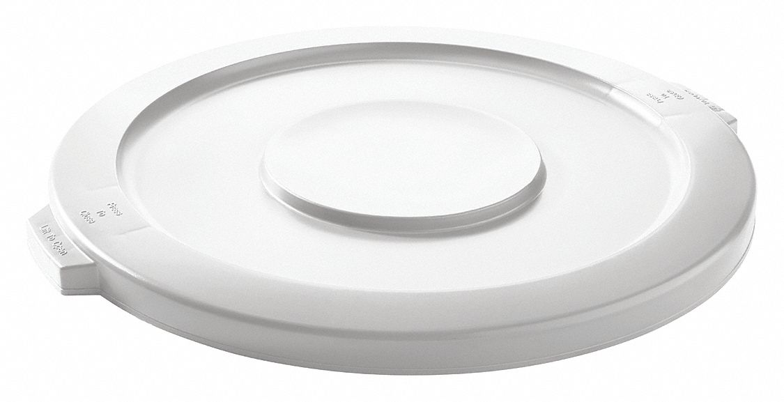 Tough Guy Trash Can Top, Round, Flat, 32 gal, White - 5DMX1