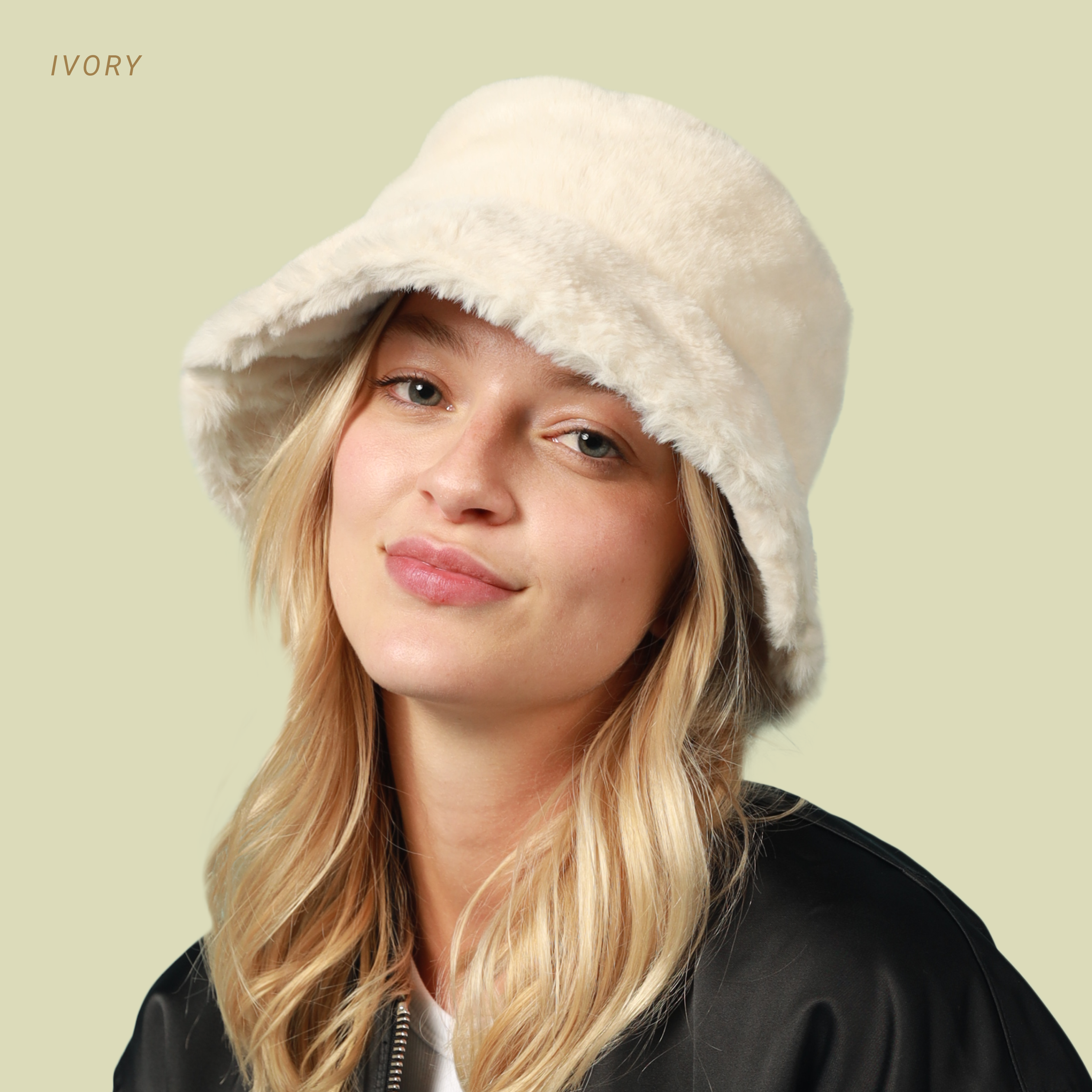  cream Fur Bucket Hat
