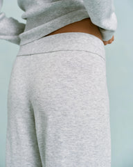 Knit Straight Leg Trousers - Light Grey Melange