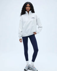 Runners Oversized Funnel Neck Zip Sweatshirt - Light Grey Melange/Classic Red