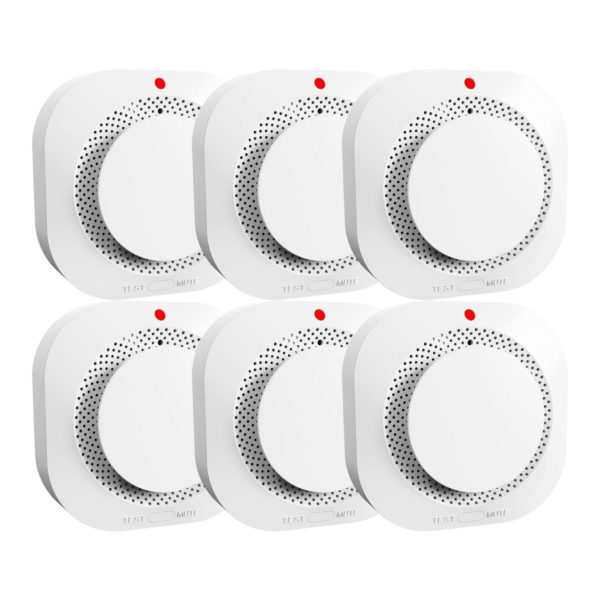 WARROXIDE Smoke Detectors for Home,Photoelectric Wireless Fire Alarms Replaceable Battery Powered,Portable Smoke Alarm with Test/Mute Button,Attic Smoke Detector,6 Pcs(Battery Not Included)