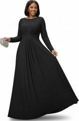 KOH KOH Womens 2026 Long Sleeve Soft Flowy Empire Waist Fall Winter Party Gown