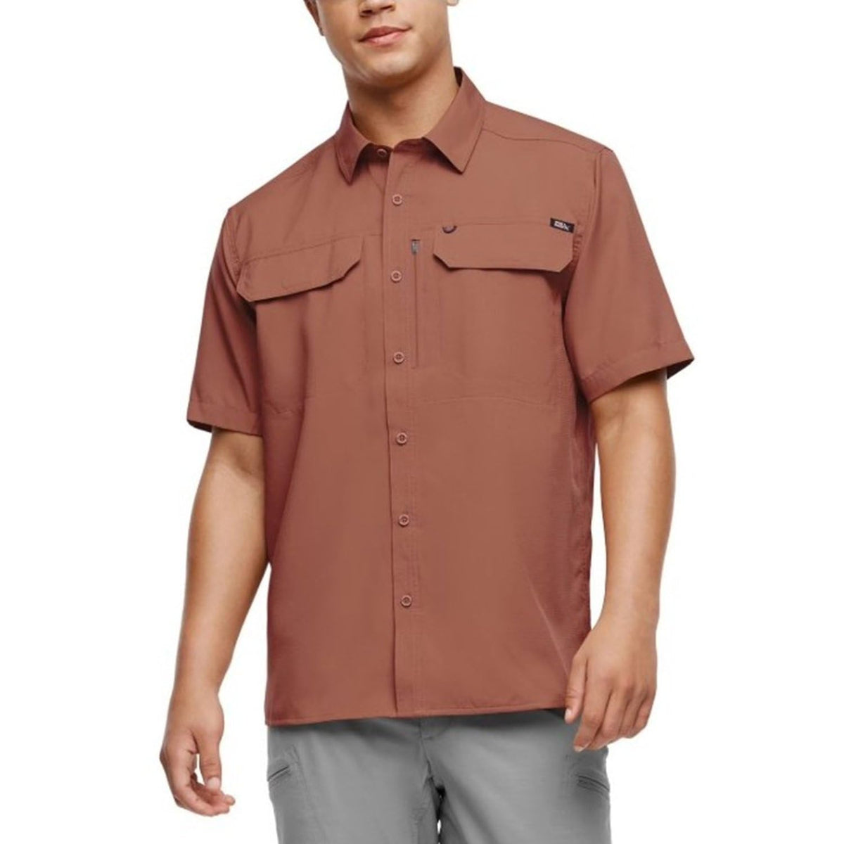 Eddie Bauer Men's Short Sleeve Woven Tech Shirt (US, Alpha, X-Large, Regular, Regular, Red)