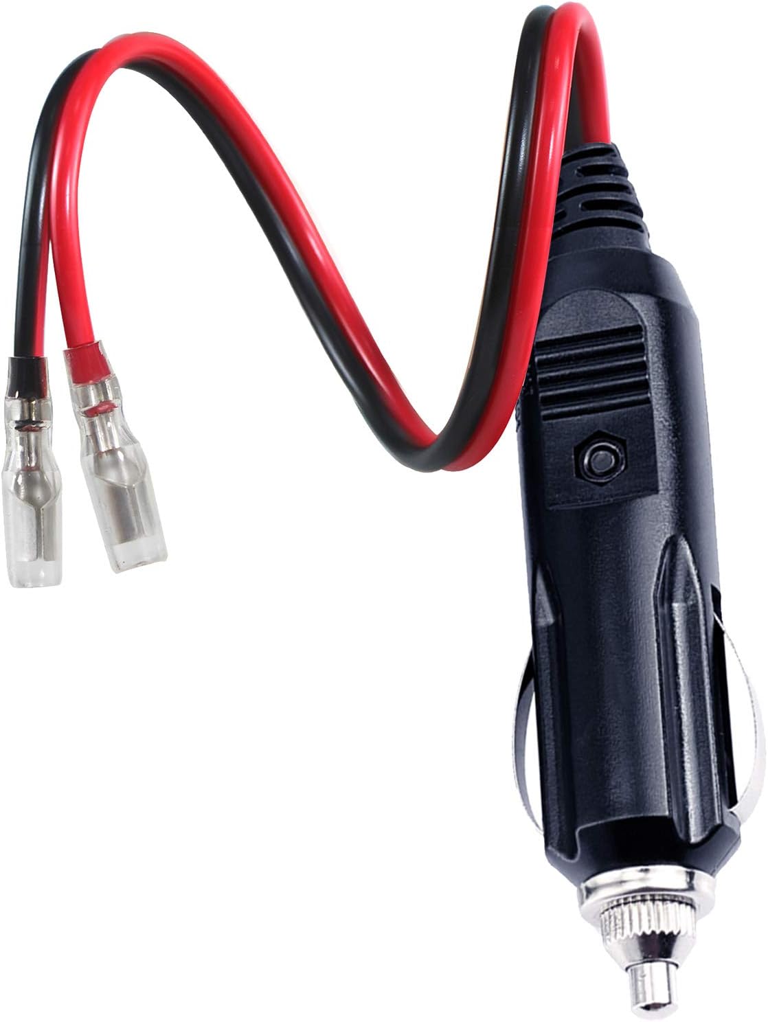 [1PACK] 12Volt Replacement Cigarette Lighter Male Plug with Leads - Car Adapter Dc Battery Charger Kit Connectors Cigar Plugs Power Supply Accessories Heavy Duty Cord Auto Cable Led Light 15Amp